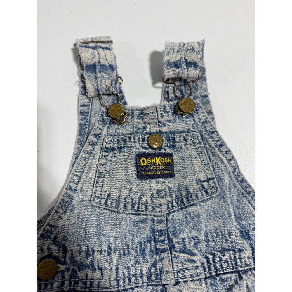 Vintage Oshkosh Acid Wash Denim Overalls Baby USA Made 2T - Picture 2 of 13